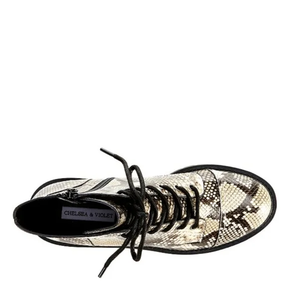 Chelsea & Violet Snake-Print Combat Block Booties - Picture 4 of 5